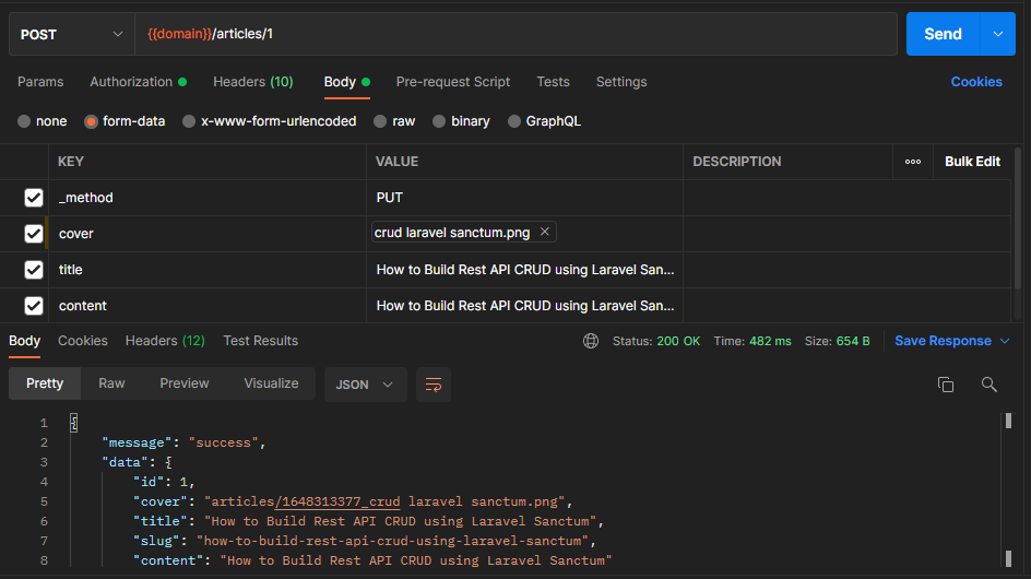 laravel sanctum - update data